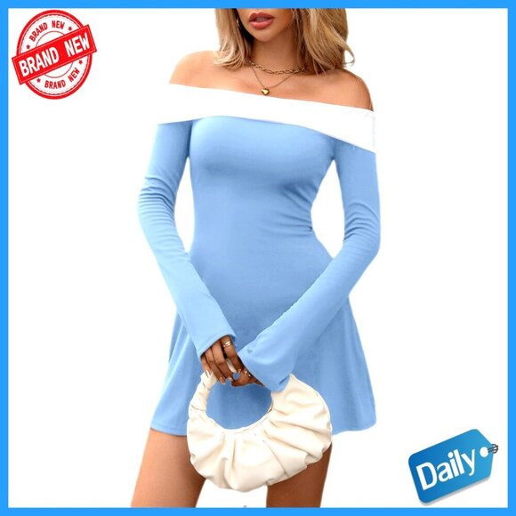 Dresses & Skirts - Off-Shoulder Long Bell Sleeve Bodycon Cocktail Dress Evening Wear
